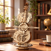 DIY Wooden Cello Music Box Model Kit – Mechanical Building Toy & Romantic Birthday Gift