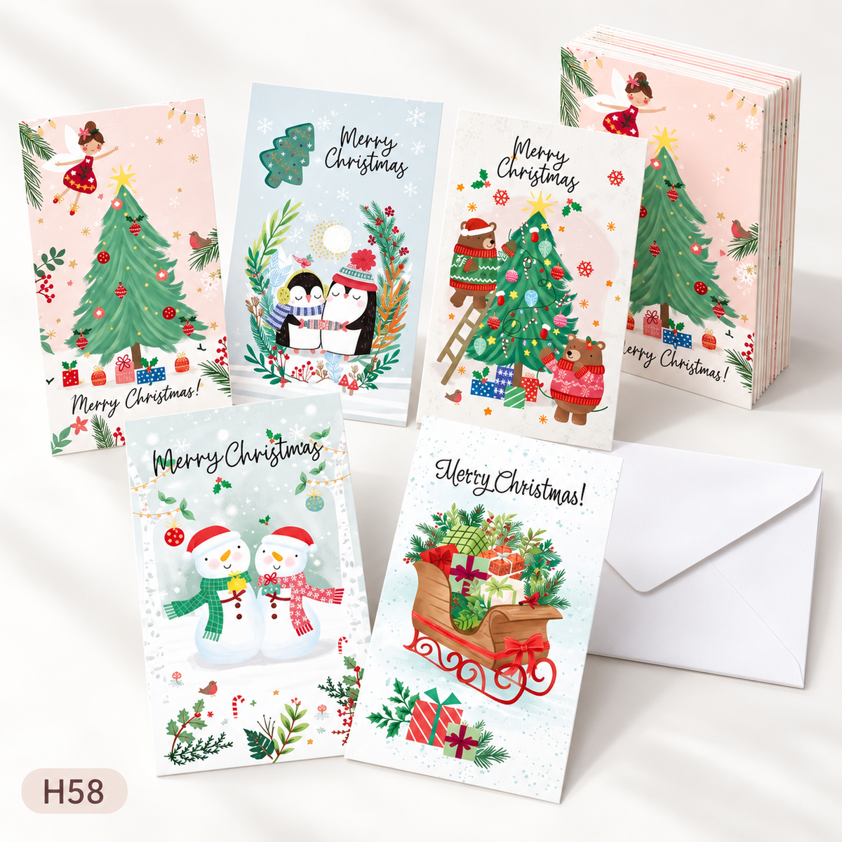 Christmas Greeting Cards Set – Designs with Envelopes | Holiday Cards for Family & Friends