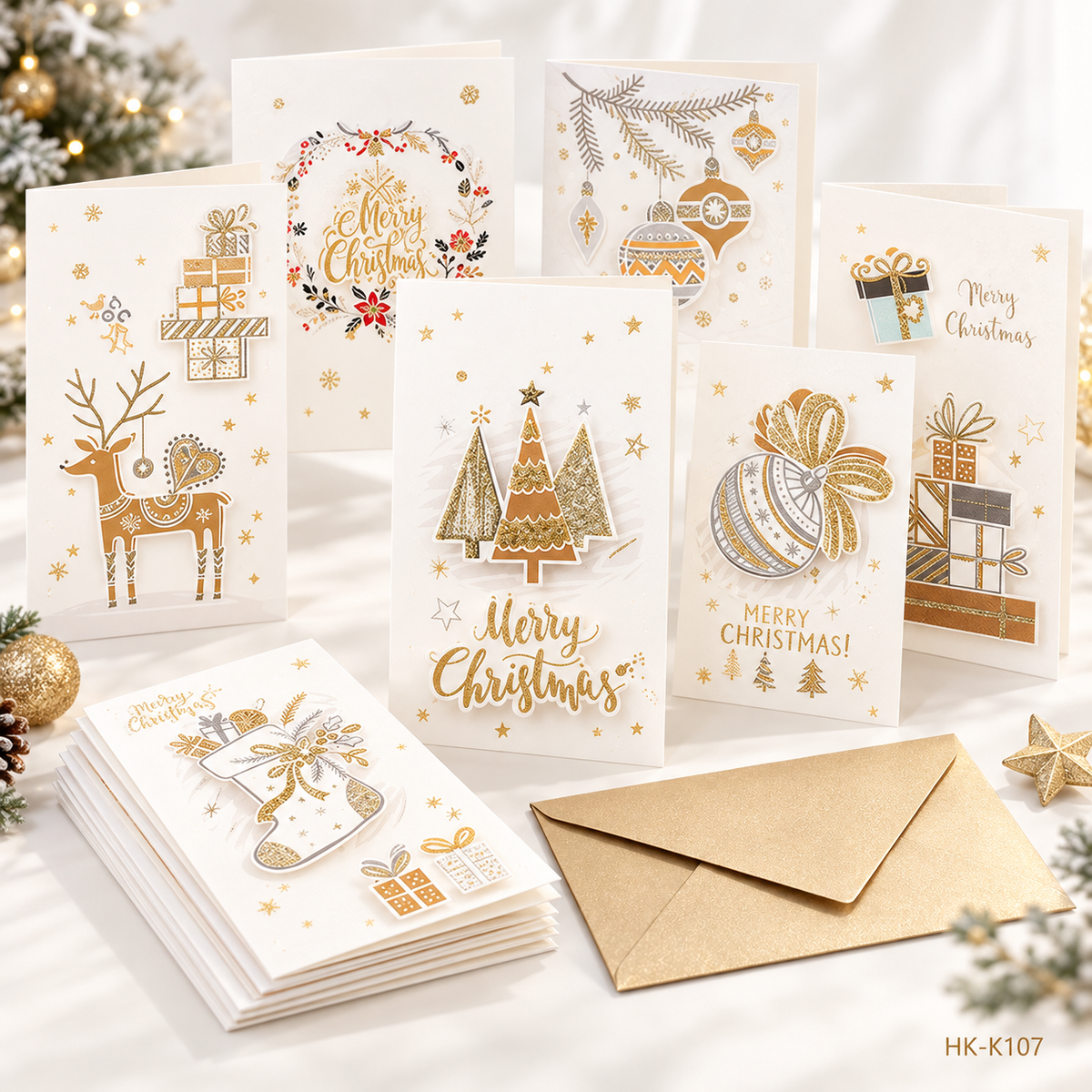 Christmas Greeting Cards Set – Designs with Envelopes | Holiday Cards for Family & Friends