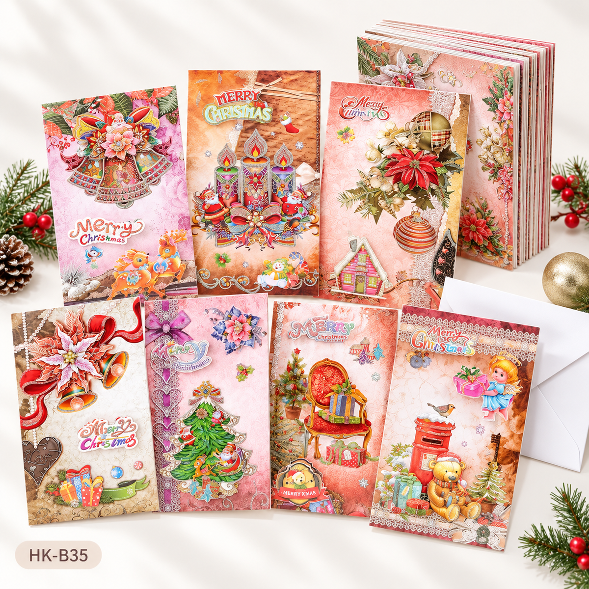 Christmas Greeting Cards Set – Designs with Envelopes | Holiday Cards for Family & Friends