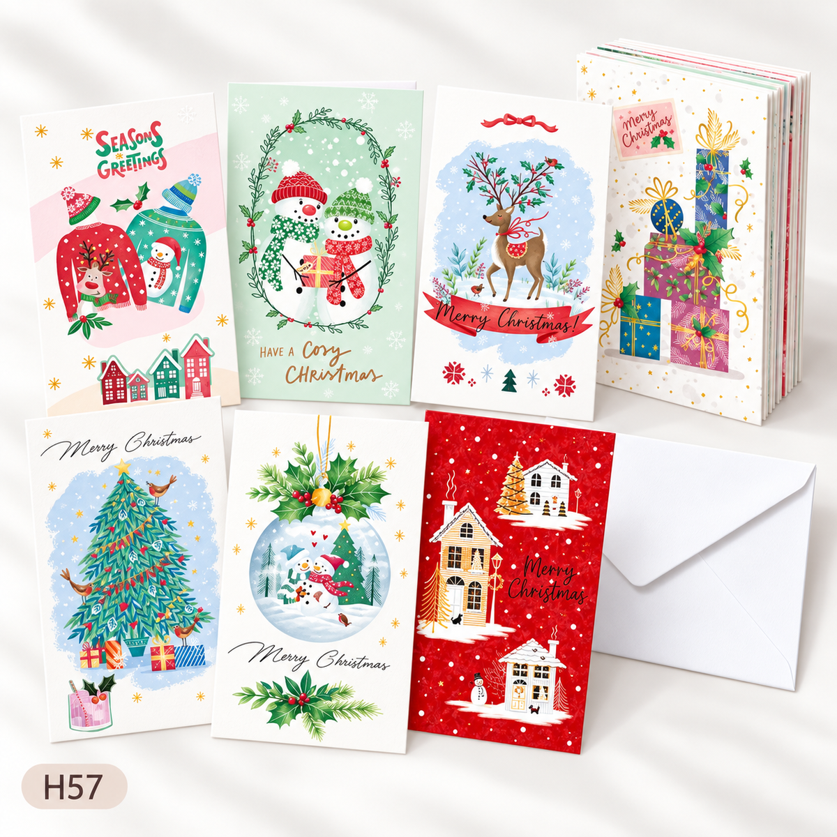 Christmas Greeting Cards Set – Designs with Envelopes | Holiday Cards for Family & Friends