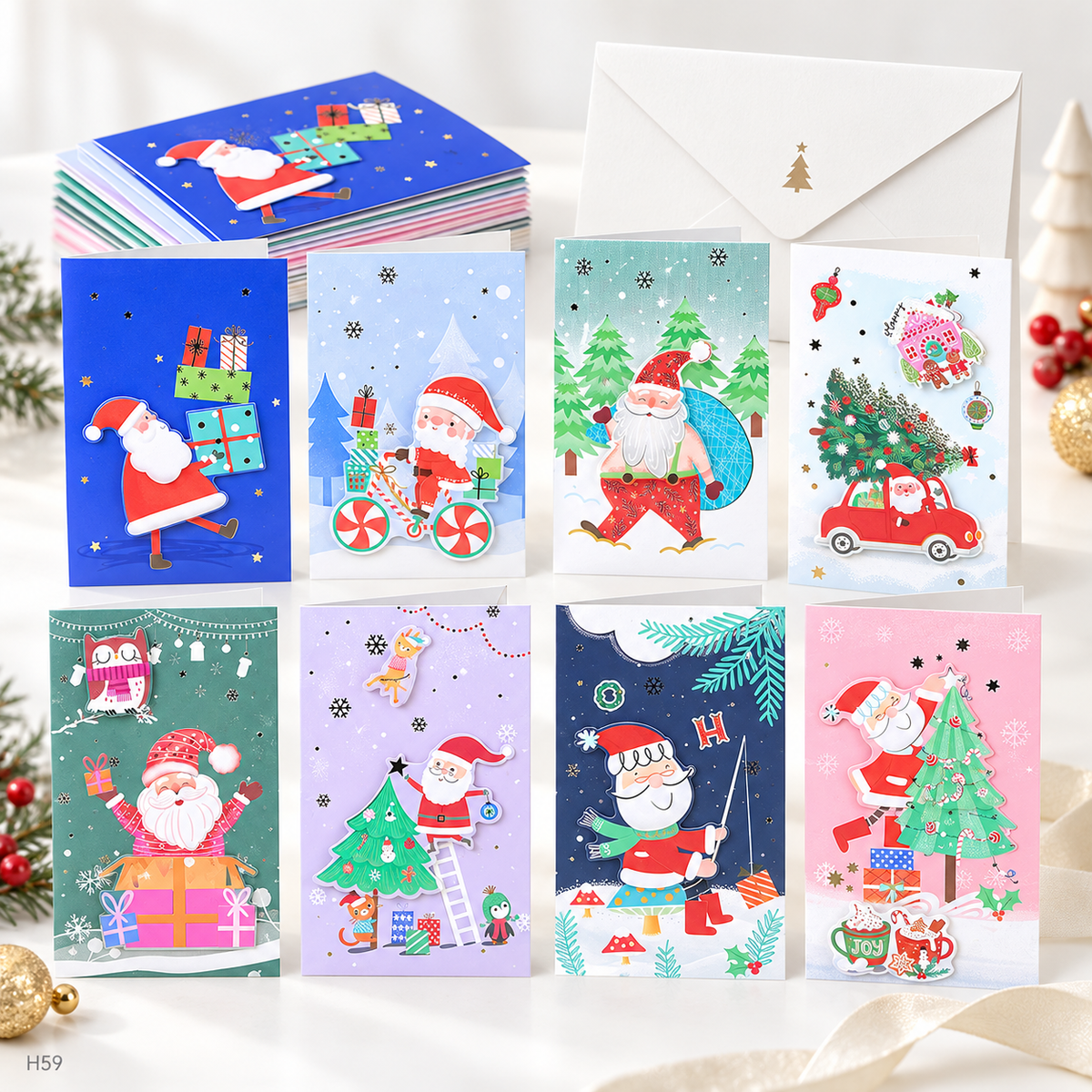 Christmas Greeting Cards Set – Designs with Envelopes | Holiday Cards for Family & Friends