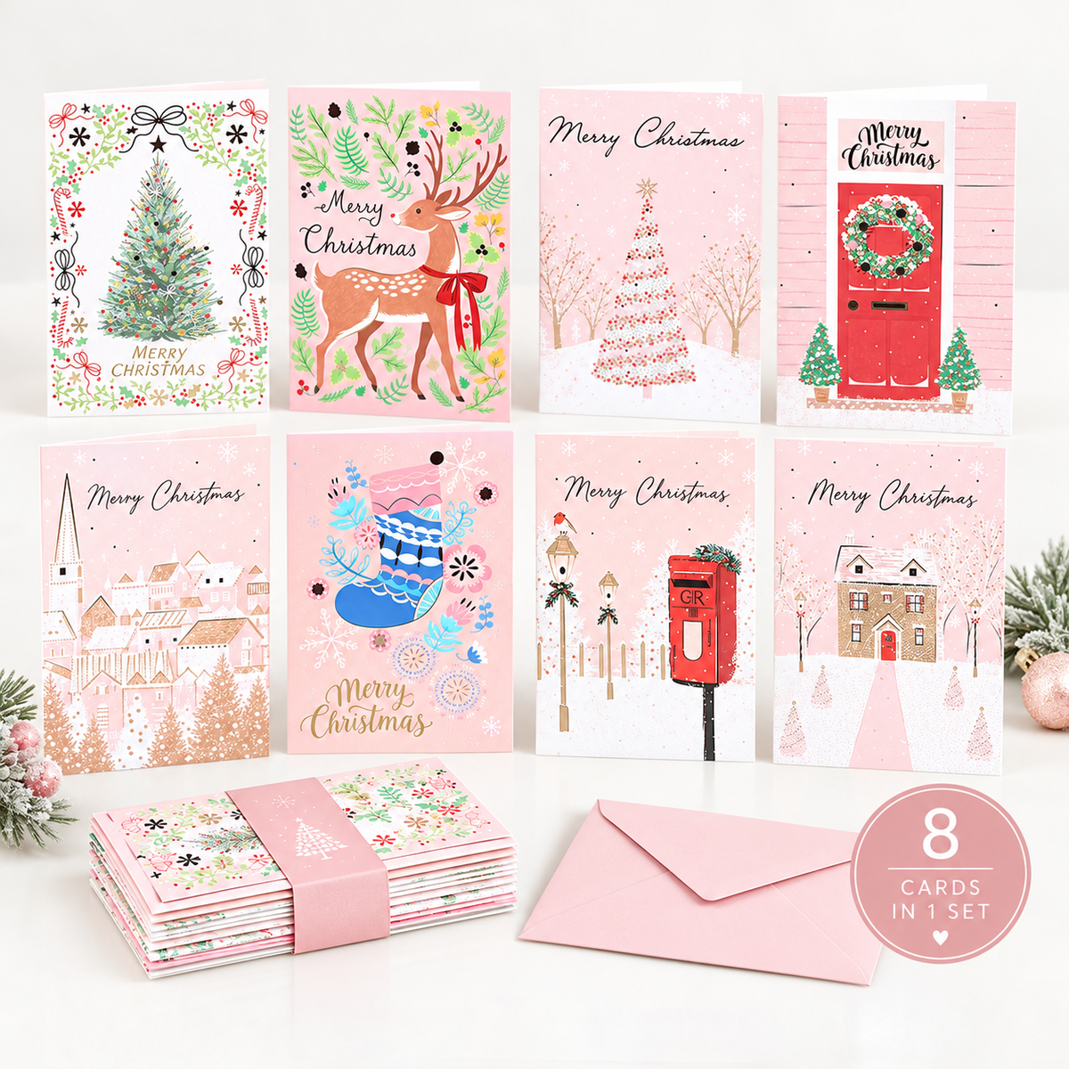 Christmas Greeting Cards Set – Designs with Envelopes | Holiday Cards for Family & Friends