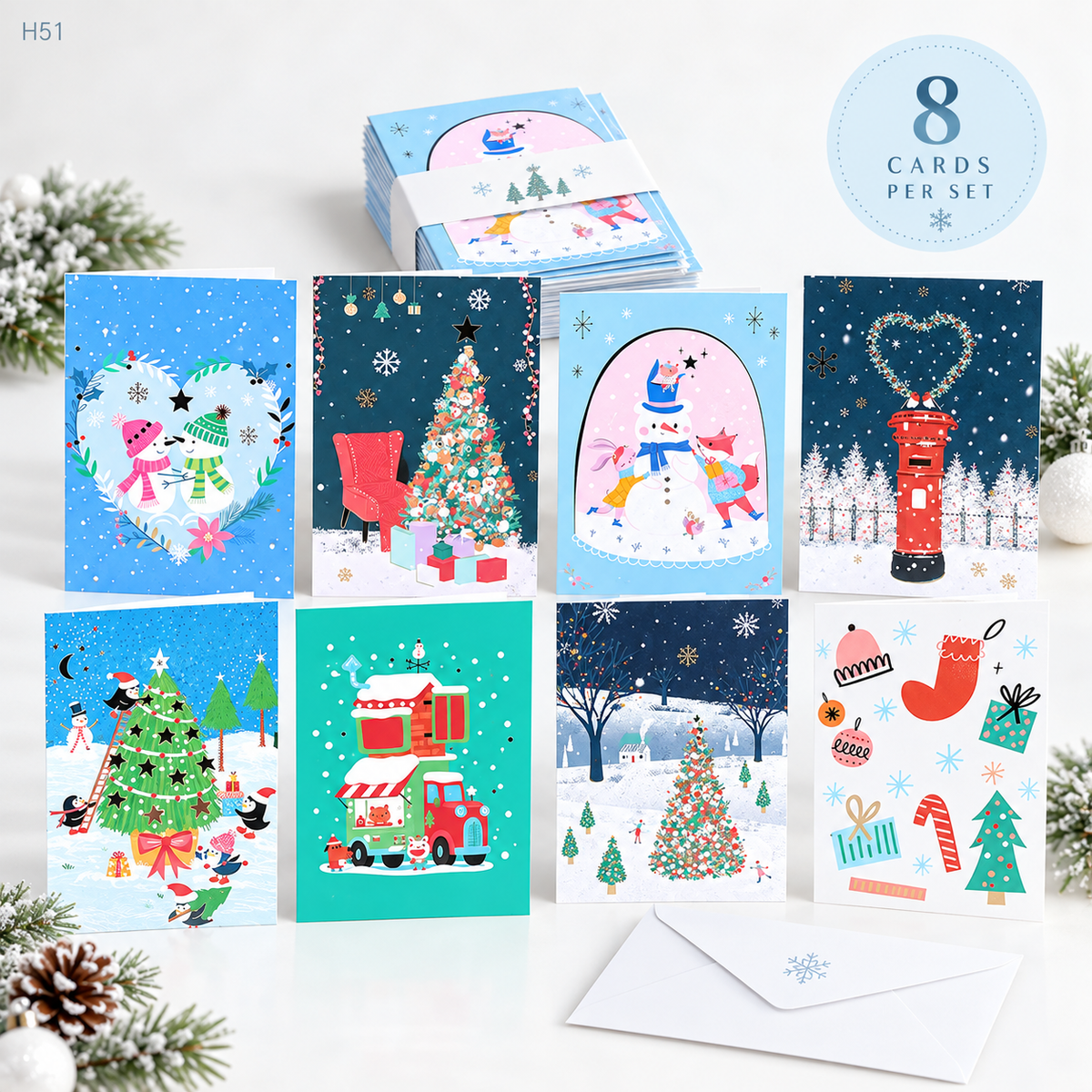 Christmas Greeting Cards Set – Designs with Envelopes | Holiday Cards for Family & Friends