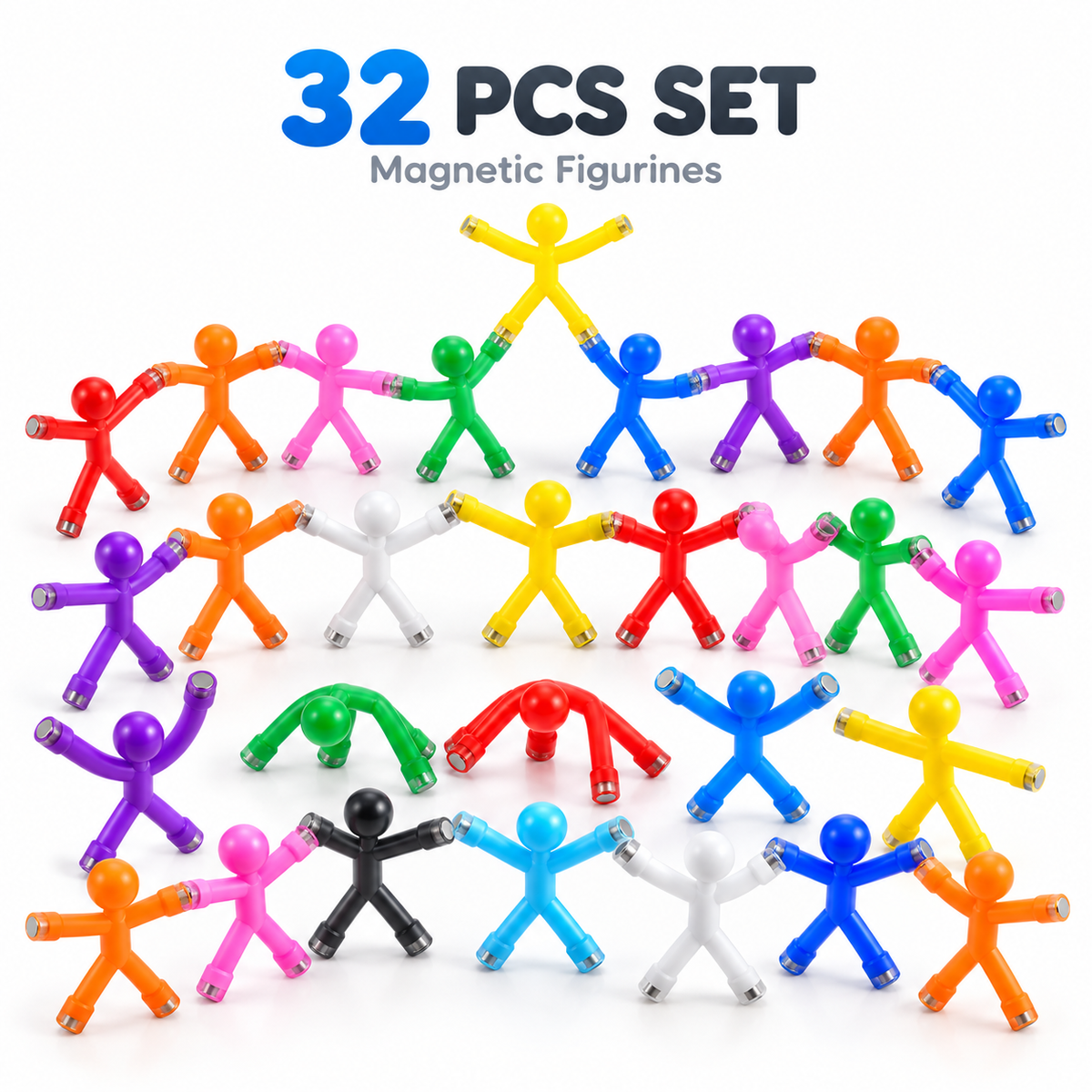 Creative Magnetic Stick Figures – Colorful Silicone Magnetic Building Toys
