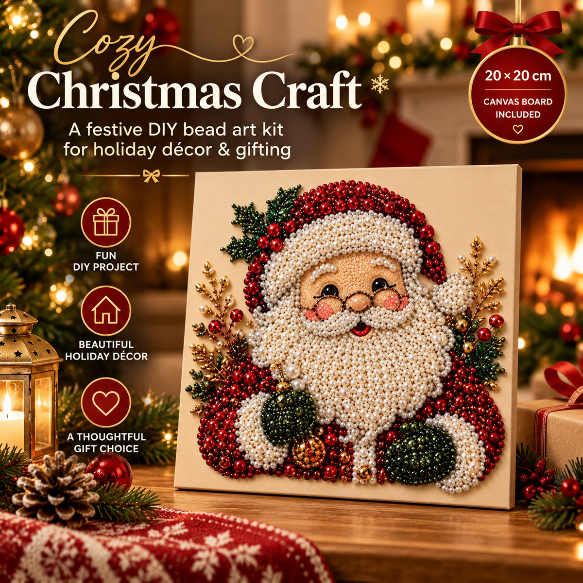 DIY Christmas Pearl Bead Art Kit – Handmade Holiday Hanging Decorations