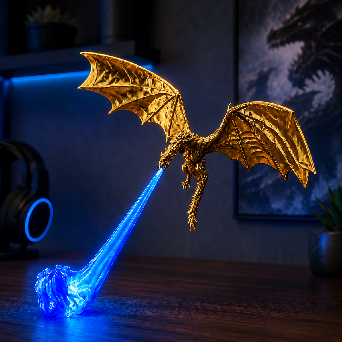 Lampe d'ambiance LED Dragon's Breath – Décoration fantastique Dragon de feu et de glace