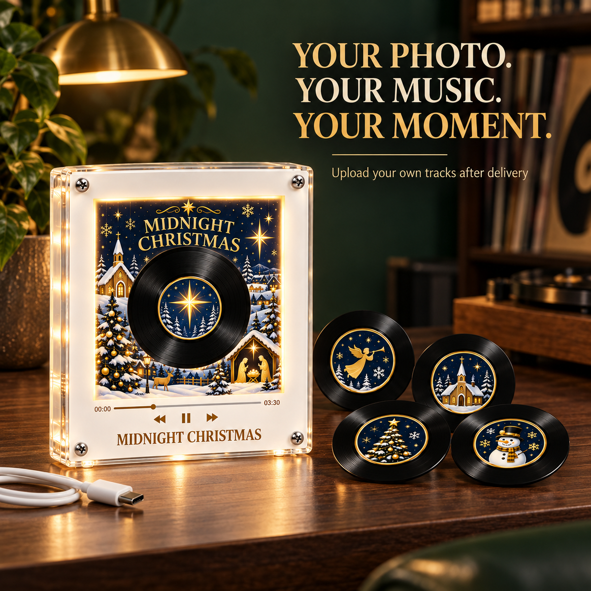 Personalized NFC Rotating Vinyl Music Frame – Turn Your Favorite Moments Into Music