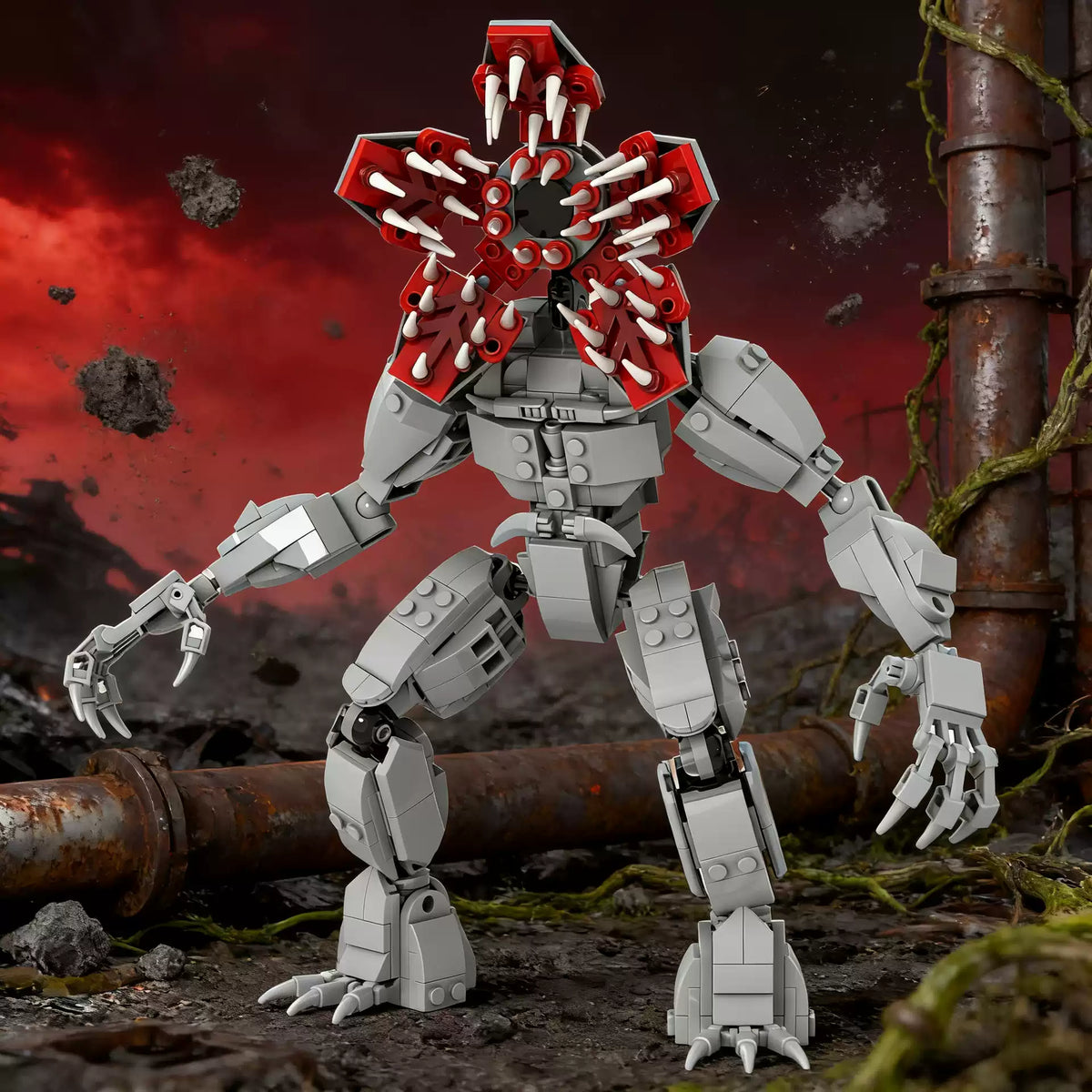 Stranger Things Demogorgon Flower-Head Monster Building Blocks Figure, Upside Down Creature Display Model