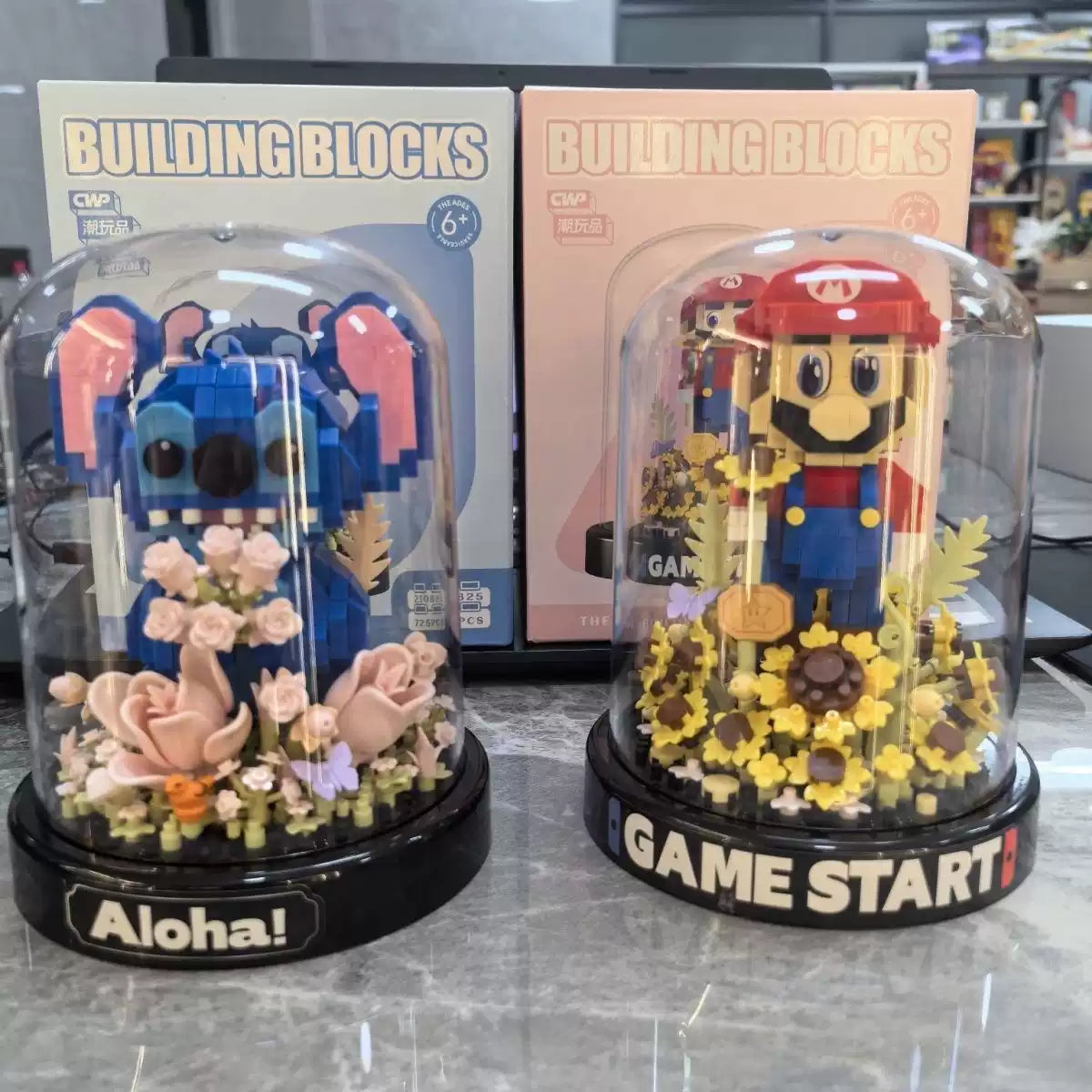 Finished Stitch Building Block Flower Dome Display – Ready-Made Collectible Gift