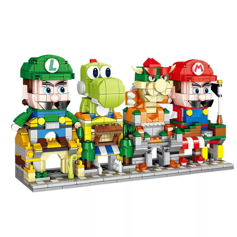 Light-Up Cartoon Brick Street Ornament Set