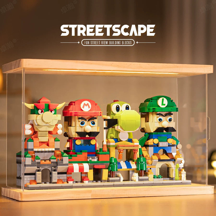 Light-Up Cartoon Brick Street Ornament Set