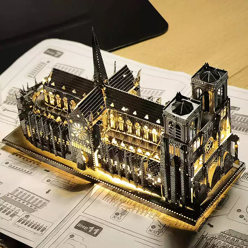 Notre-Dame de Paris DIY 3D Metal Model Kit with LED Lights