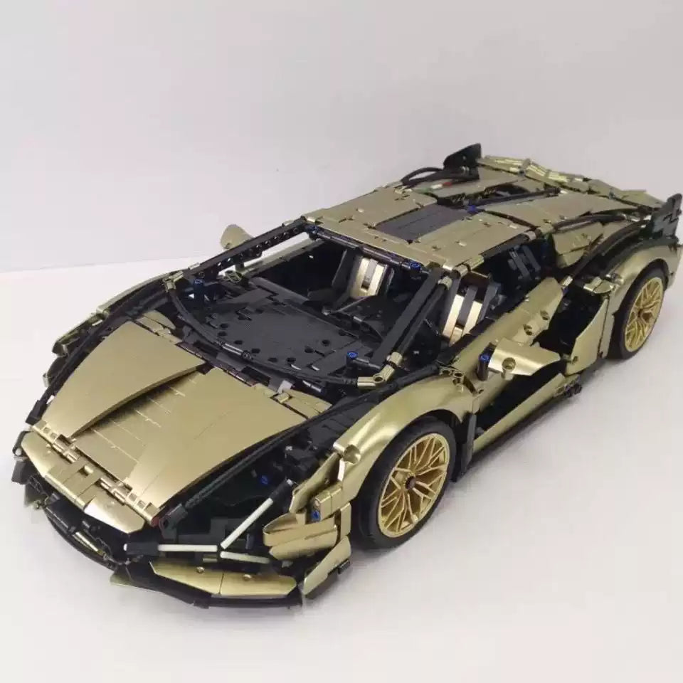 Golden Lamborghini-Inspired Big Bull Supercar Building Blocks Toy Model