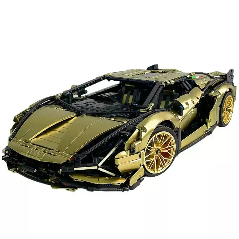 Golden Lamborghini-Inspired Big Bull Supercar Building Blocks Toy Model