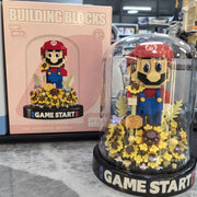 Finished Red Hat Game Character Building Block Dome Display with Sunflower Scene