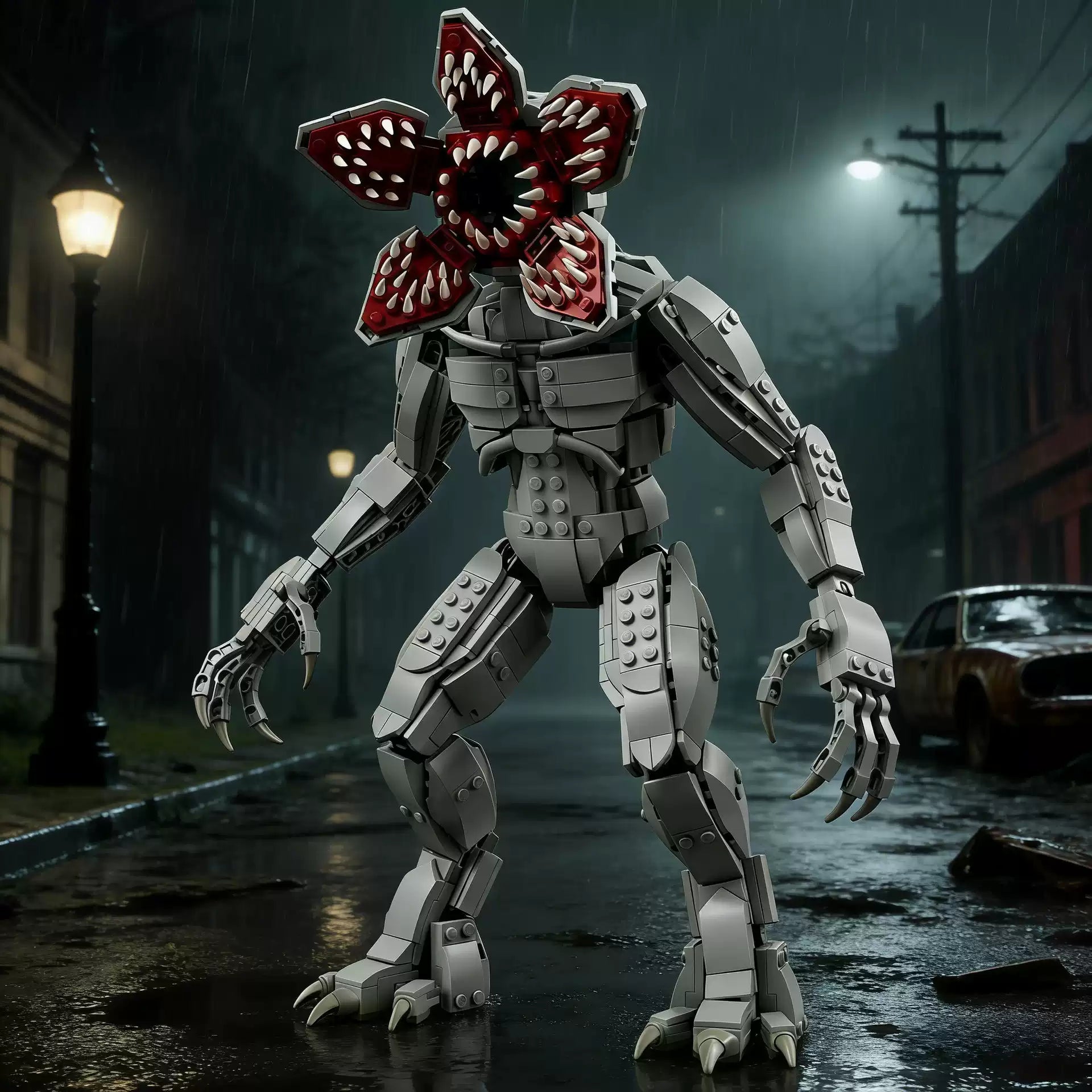 Stranger Things Demogorgon Flower-Head Monster Building Blocks Figure, Upside Down Creature Display Model
