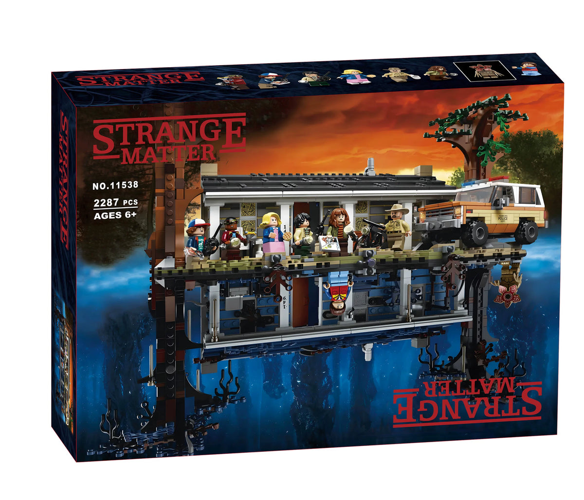 Ensemble de blocs de construction inspiré de Stranger Things La maison à l'envers, modèle d'exposition de 2529 pièces avec figurines et véhicule