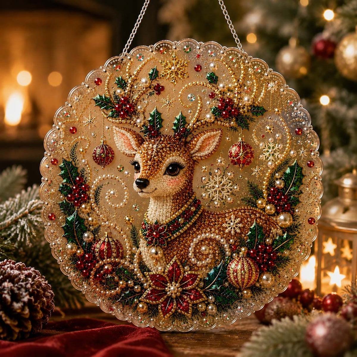 DIY Christmas Pearl Bead Art Kit – Handmade Holiday Hanging Decorations