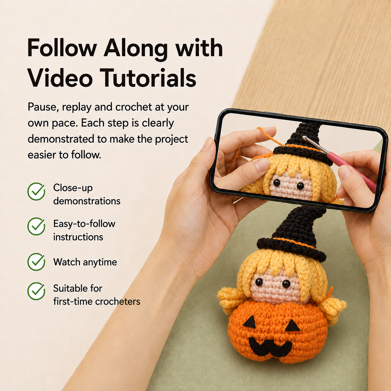 Pumpkin Witch DIY Crochet Kit