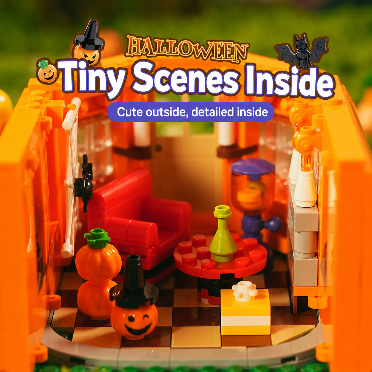 Halloween Pumpkin House Building Block Set