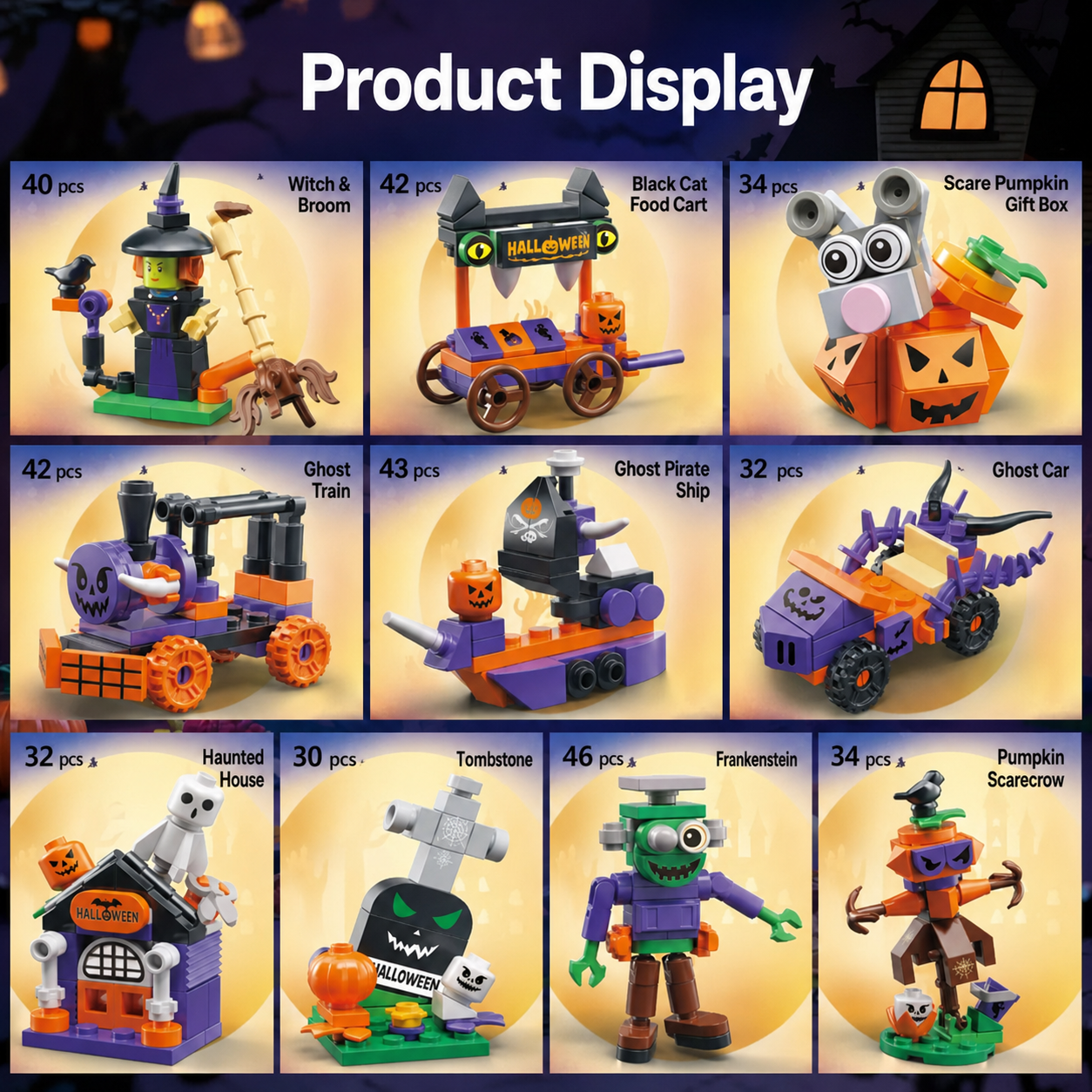 Halloween 10-in-1 Building Block Set
