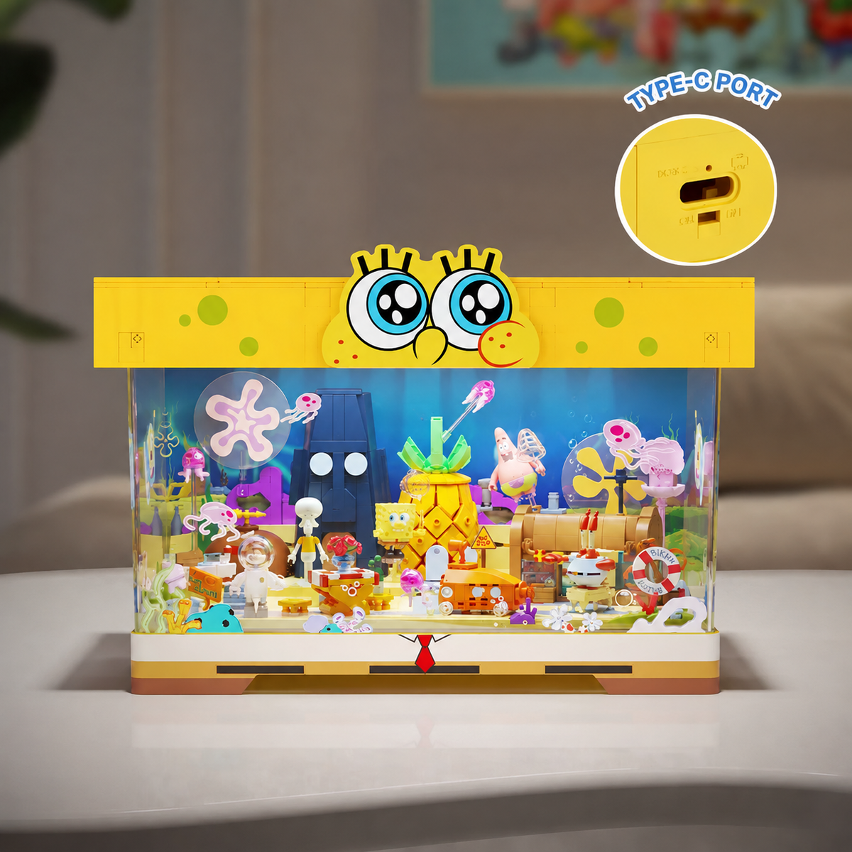 SpongeBob Bikini Bottom Display Case Building Set with Lights and Character Figures