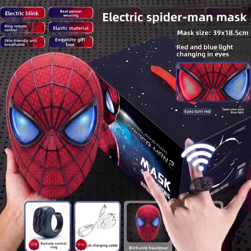 Animated Light-Up Superhero Mask with Ring Remote-Controlled Moving Eyes