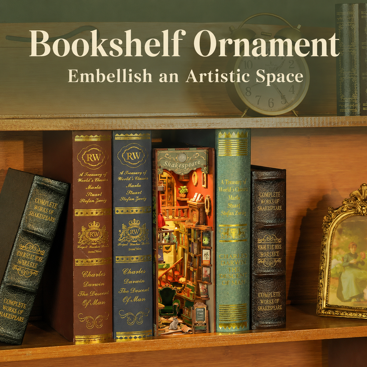 Left Bank Bookstore DIY Book Nook Kit with Sensor LED Light