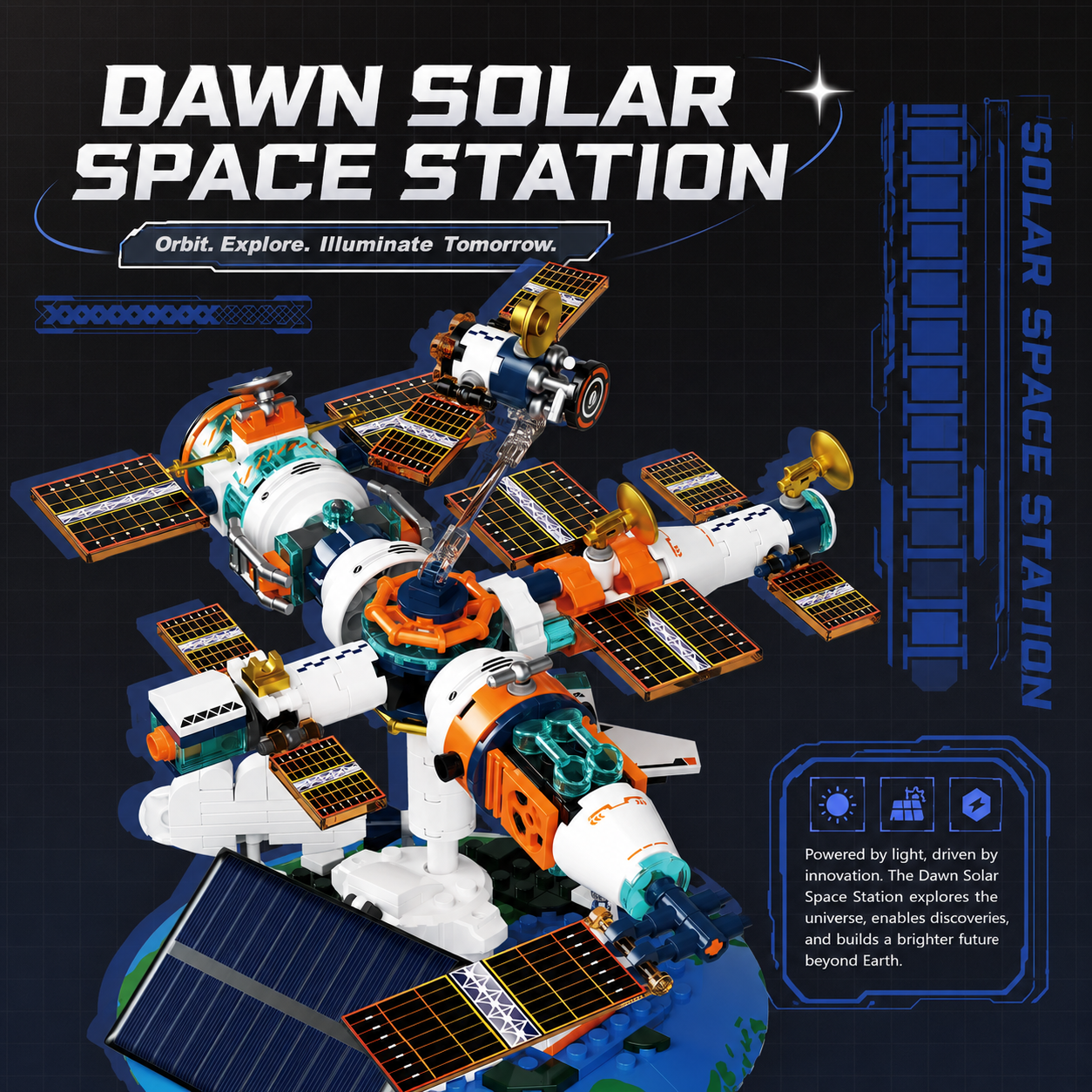 Dawn Solar Space Station Building Set – 782-Piece Orbital Exploration Model