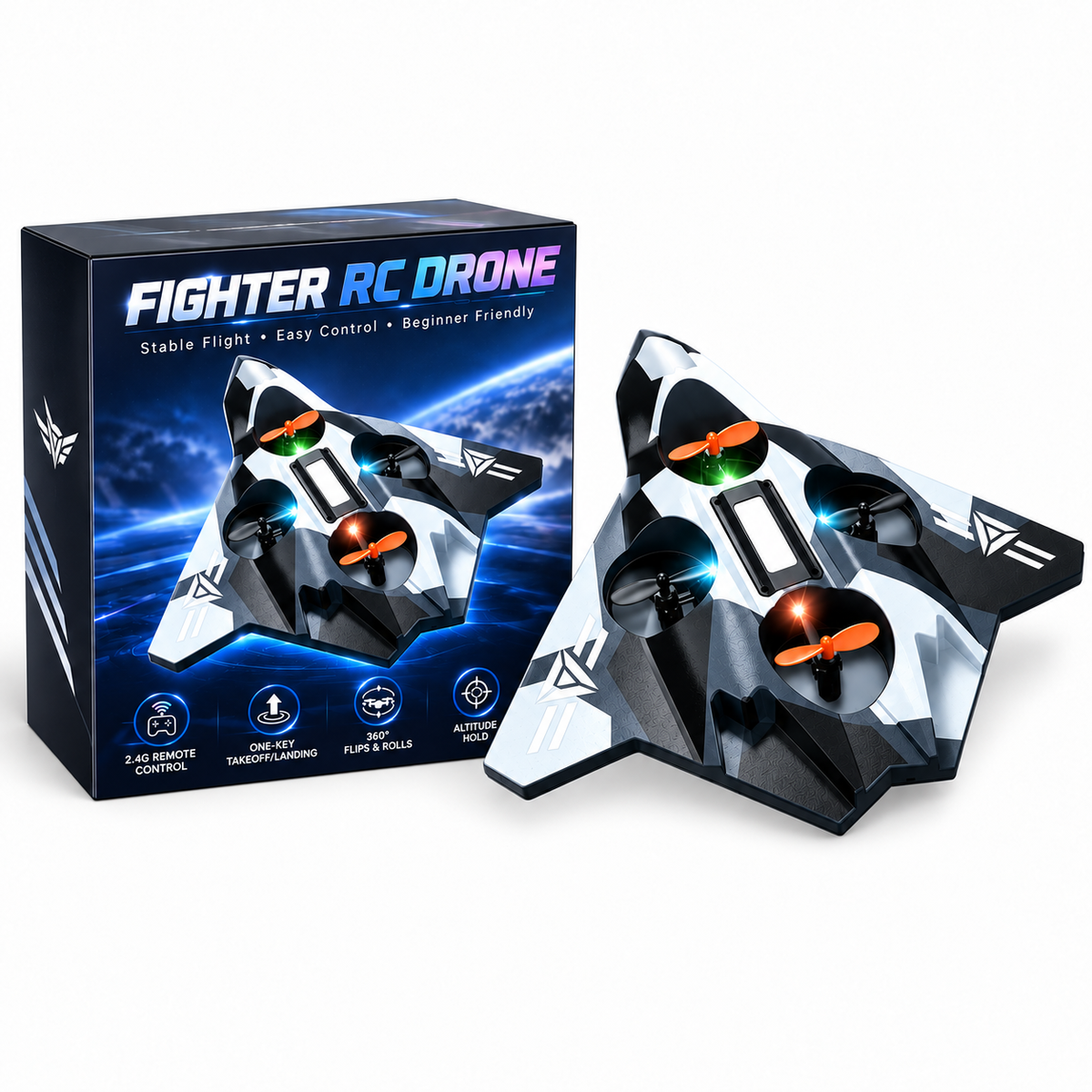 Fighter Jet RC Drone – 2.4G Remote Control Aircraft with Altitude Hold & 360° Flips