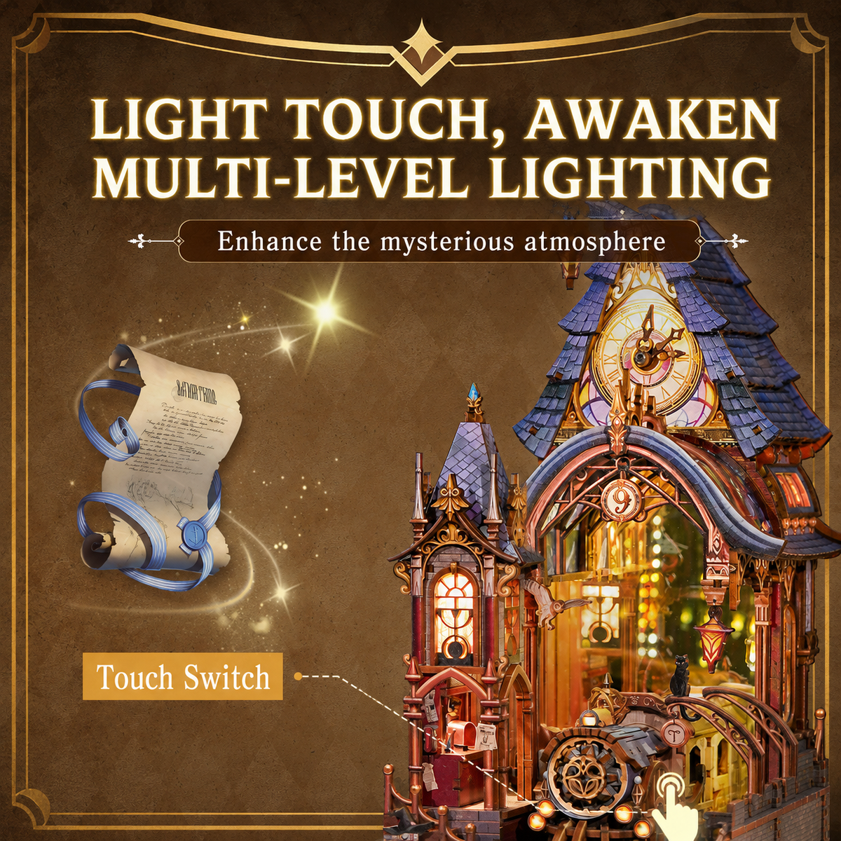 Kit de serre-livres DIY Magic Platform avec lumières, plateforme extensible et tunnel miroir infini