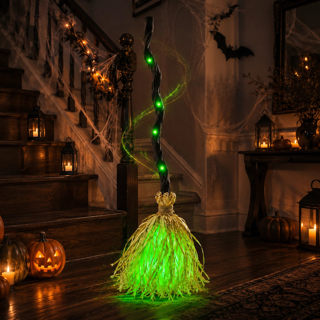 Animated Halloween Dancing Witch Broom with Lights & Spooky Sounds