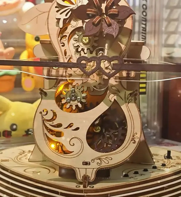 Bluetooth Wooden Violin Music Box DIY 3D Puzzle Model  Description
